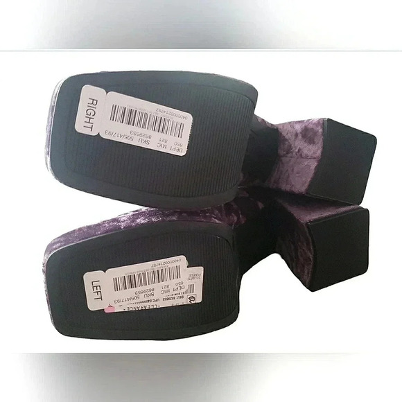 Whimsigoth 6 Purple Crush Velvet Platform Block Heel Retro Ankle Booties New - Picture 5 of 5